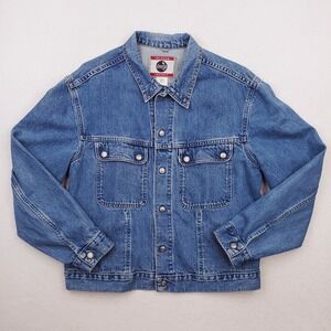 Vintage SilverTab Trucker Jacket Mens Medium Blue Denim Jean 90s Grunge Y2K 98